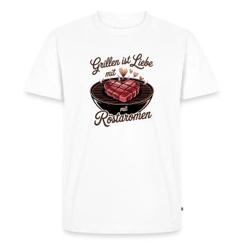Griller, c'est l'amour avec des arômes grillés - T-shirt Premium bio Homme - blanc - Devant - Nico (187cm)