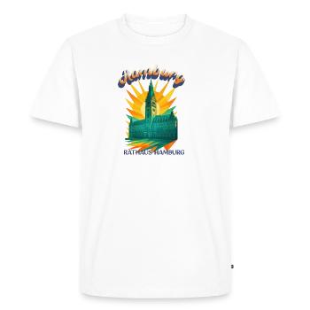 T-shirt de l'hôtel de ville de Hambourg – Design architectural rétro - T-shirt Premium bio Homme - blanc - Devant - Nico (187cm)