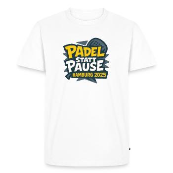 Le padel au lieu de la pause – Hambourg 2025 - T-shirt Premium bio Homme - blanc - Devant - Nico (187cm)