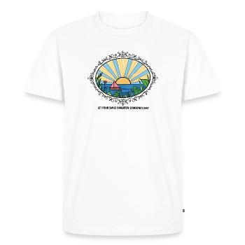 Sunset Landscape with Quote - Men's Premium Organic T-Shirt - white - Front - Nico (187cm)