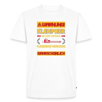 Chauffagiste Plombier Plombier de construction chauffage - T-shirt Premium bio Homme - blanc - Devant - Nico (187cm)