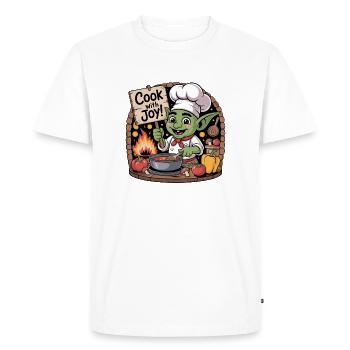 Whimsical Goblin Chef Illustration - Men's Premium Organic T-Shirt - white - Front - Nico (187cm)