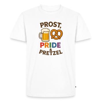 Prost, Pride et Bretzel - T-shirt Premium bio Homme - blanc - Devant - Nico (187cm)
