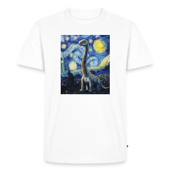 Brachiosaure Dino Style Van Gogh Étoilé - T-shirt Premium bio Homme - blanc - Devant - Nico (187cm)