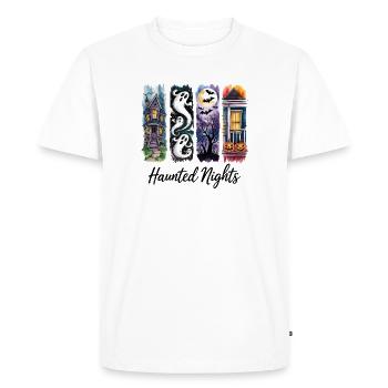 Nuits hantées Effrayant Halloween Maisons et fantômes - T-shirt Premium bio Homme - blanc - Devant - Nico (187cm)