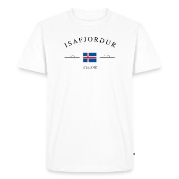 Ísafjörður Iceland – Holiday Souvenir &amp; Gift - Men's Premium Organic T-Shirt - white - Front - Nico (187cm)