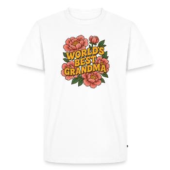 Floral 'World's Best Grandma' Illustration - Men's Premium Organic T-Shirt - white - Front - Nico (187cm)