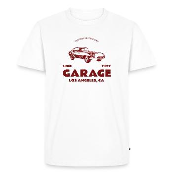 Voiture vintage sur mesure – Garage Los Angeles - T-shirt Premium bio Homme - blanc - Devant - Nico (187cm)