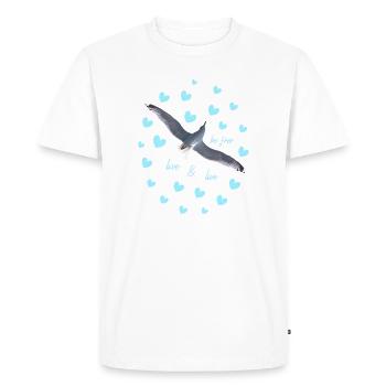 Oiseau de la liberté avec des motifs de cœur, mouette, soyez libre - T-shirt Premium bio Homme - blanc - Devant - Nico (187cm)