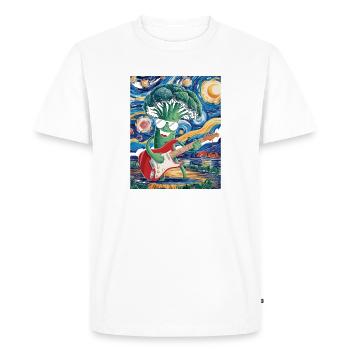 Broccoli with guitar in the starry sky - Men's Premium Organic T-Shirt - white - Front - Nico (187cm)