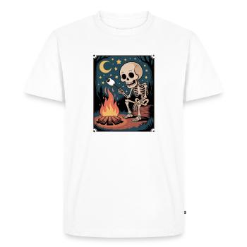 squelette mangeant smores randonneur campeur halloween - T-shirt Premium bio Homme - blanc - Devant - Nico (187cm)