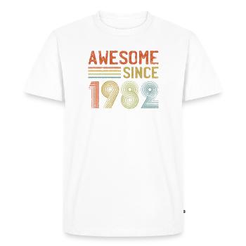 Typographie rétro de célébration de 1982 - T-shirt Premium bio Homme - blanc - Devant - Nico (187cm)