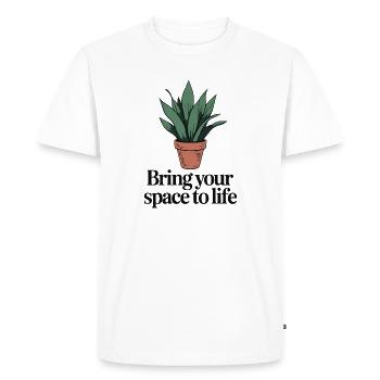 Minimalist Potted Plant with Inspirational Quote - Men's Premium Organic T-Shirt - white - Front - Nico (187cm)
