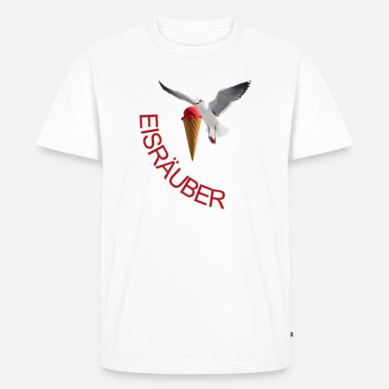 Möwe mit Eiscreme Eisräuber - Männer Premium Bio T-Shirt - Weiß