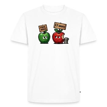 Motif de pomme amusant avec bâillon Free Hugs - T-shirt Premium bio Homme - blanc - Devant - Nico (187cm)