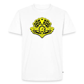 Racing racing flag exhaust speedometer - Men's Premium Organic T-Shirt - white - Front - Nico (187cm)