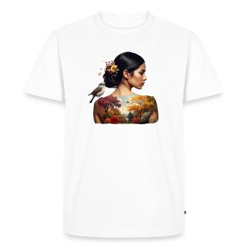 T-shirt femme fleurs naturelles automnales - T-shirt Premium bio Homme - blanc - Devant - Nico (187cm)