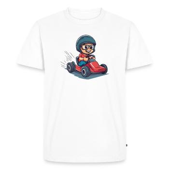 Pilote de kart avec casque et lunettes - T-shirt Premium bio Homme - blanc - Devant - Nico (187cm)