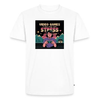 Dicton amusant pour soulager le stress des joueurs - T-shirt Premium bio Homme - blanc - Devant - Nico (187cm)