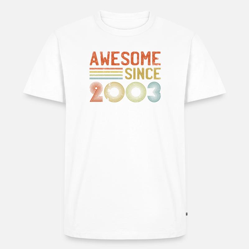 Retro 2003 Feier Diagramm Text - Männer Premium Bio T-Shirt - Weiß
