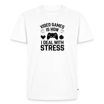 Gaming Life and Stress Relief Design - Men's Premium Organic T-Shirt - white - Front - Nico (187cm)