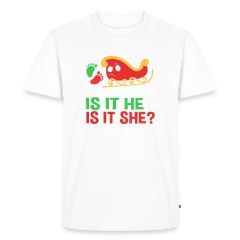 Maman enceinte Maman Noël - T-shirt Premium bio Homme - blanc - Devant - Nico (187cm)