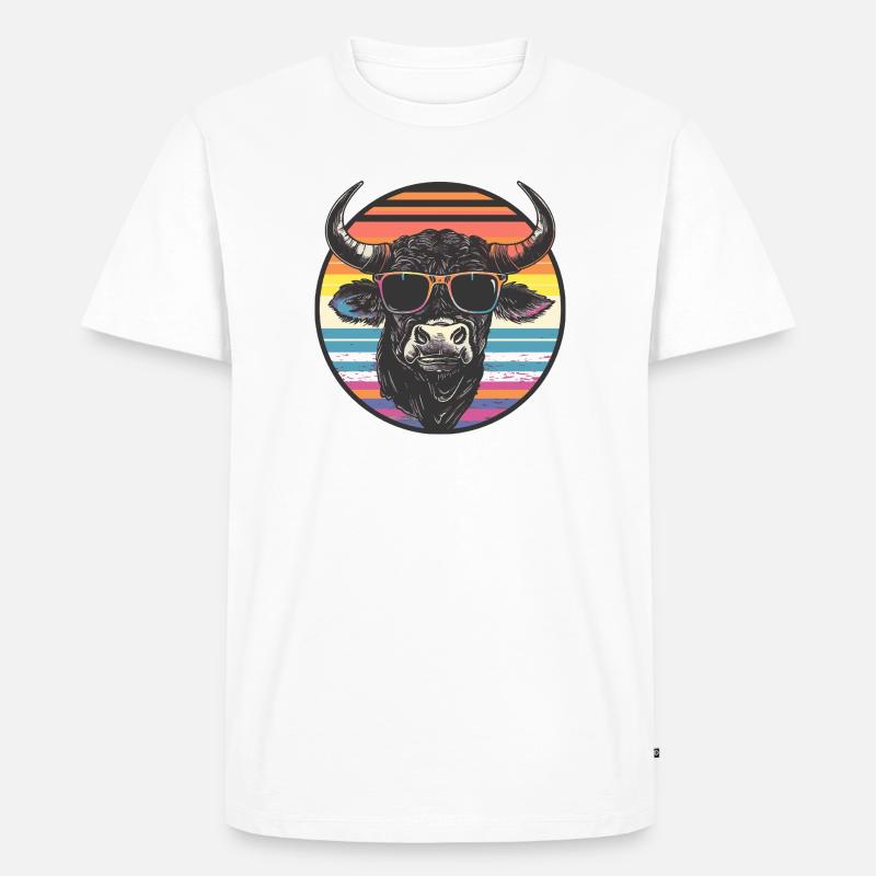 Bison décontracté avec lunettes de soleil - T-shirt Premium bio Homme - blanc