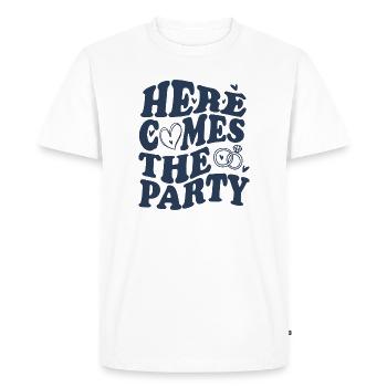 Here Comes the Party – Wedding - Men's Premium Organic T-Shirt - white - Front - Nico (187cm)