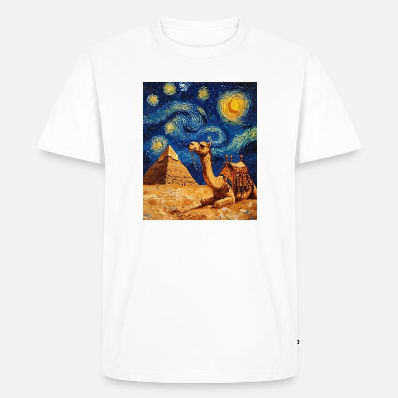 Kamel Van Gogh Style Starry  - Männer Premium Bio T-Shirt - Weiß