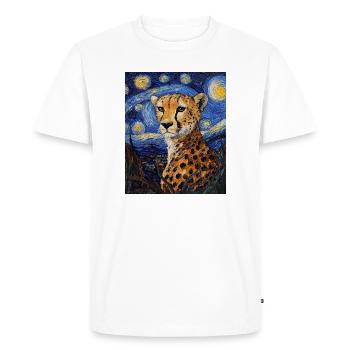 Guépard Léopard Style Van Gogh Étoilé - T-shirt Premium bio Homme - blanc - Devant - Nico (187cm)