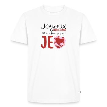 Joyeux anniversaire papa  - T-shirt Premium bio Homme - blanc - Devant - Nico (187cm)