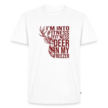 Chasseur Dicton Fitness Cerf - T-shirt Premium bio Homme - blanc - Devant - Nico (187cm)