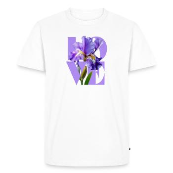 Elegant Purple Iris Floral Design - Men's Premium Organic T-Shirt - white - Front - Nico (187cm)