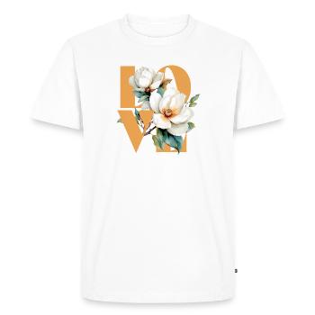 Design floral élégant de magnolia - T-shirt Premium bio Homme - blanc - Devant - Nico (187cm)