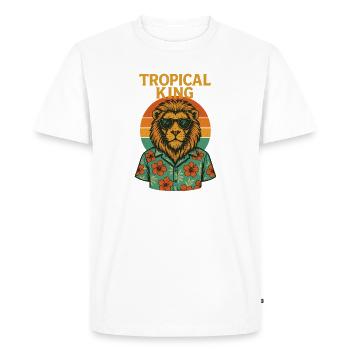 Tropical King - Lion - Men's Premium Organic T-Shirt - white - Front - Nico (187cm)