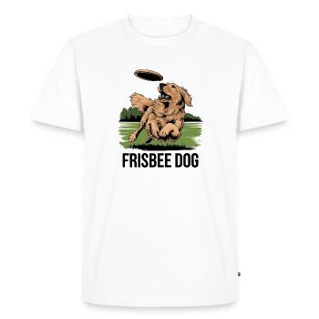 Aventure Frisbee Dog dans le parc avec votre fidèle compagnon - T-shirt Premium bio Homme - blanc - Devant - Nico (187cm)