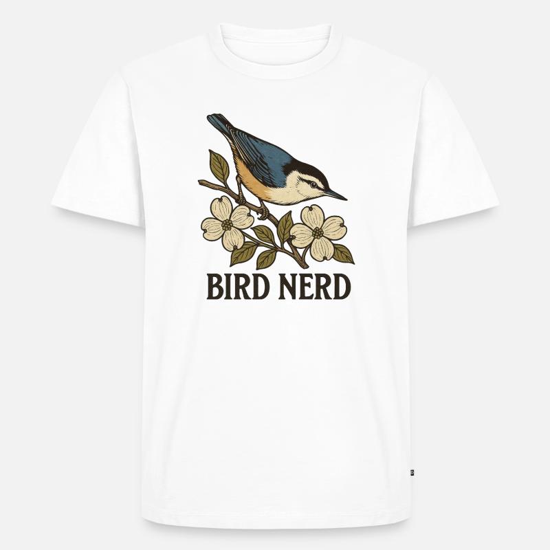 Eleganter blau-schwarzer Singvogel Vogel Nerd - Männer Premium Bio T-Shirt - Weiß