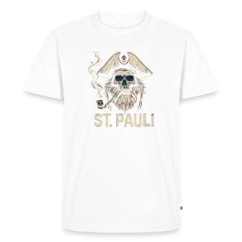 St.Pauli Kiez Hamburg Totenkopf Sankt Pauli - Men's Premium Organic T-Shirt - white - Front - Nico (187cm)
