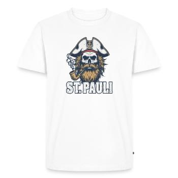 St.Pauli Kiez Hamburg Totenkopf Sankt Pauli - Men's Premium Organic T-Shirt - white - Front - Nico (187cm)