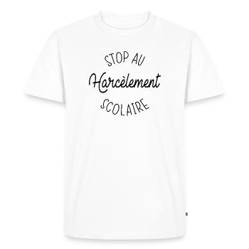 Stop au Harcèlement Scolaire - T-shirt Premium bio Homme - blanc - Devant - Nico (187cm)