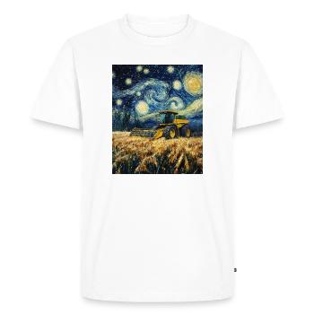moissonneuse-batteuse fermier style van gogh étoilé - T-shirt Premium bio Homme - blanc - Devant - Nico (187cm)