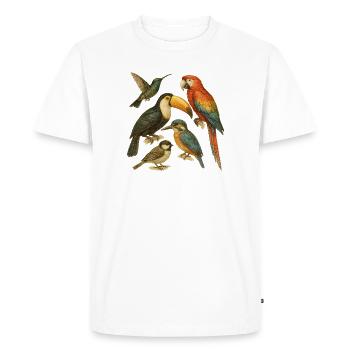 Illustration colorée d'oiseaux exotiques - T-shirt Premium bio Homme - blanc - Devant - Nico (187cm)
