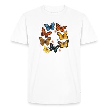 Colorful butterflies on a black background - Men's Premium Organic T-Shirt - white - Front - Nico (187cm)