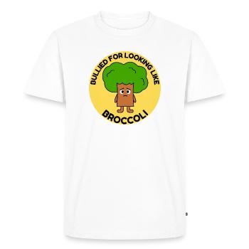 Funny Broccoli Comic Bullying Tree Bullying - Men's Premium Organic T-Shirt - white - Front - Nico (187cm)