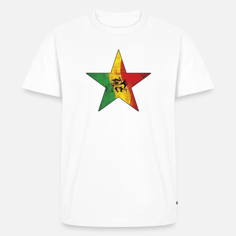 Reggae Löwe mit Rastafarbe - Männer Premium Bio T-Shirt - Weiß