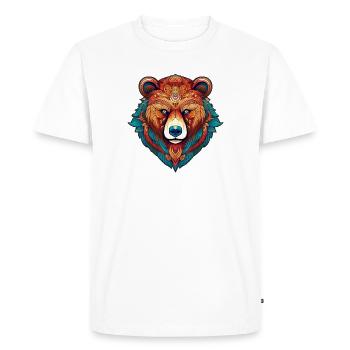 Colorful Tribal Bear Head - Men's Premium Organic T-Shirt - white - Front - Nico (187cm)