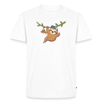 Cute sloth with pizza and cap - Men's Premium Organic T-Shirt - white - Front - Nico (187cm)