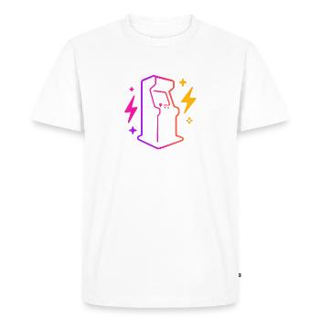 Retro Neon Arcade Game Outline - Men's Premium Organic T-Shirt - white - Front - Nico (187cm)