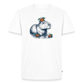 Capybara with orange on her head - Men's Premium Organic T-Shirt - white - Front - Nico (187cm)