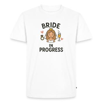 Bride in Progress - Funny EVJ Party Conception nuptiale - T-shirt Premium bio Homme - blanc - Devant - Nico (187cm)
